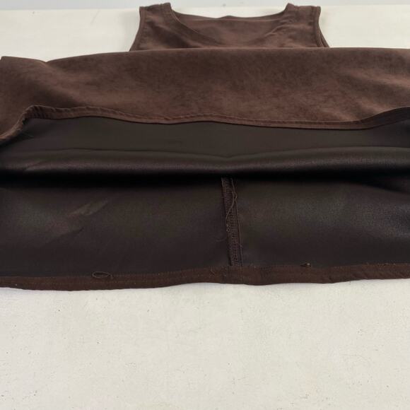 Vintage Brown Floral Patchwork Sleeveless Pinafore Midi Dress Sz Small - Picture 6 of 8